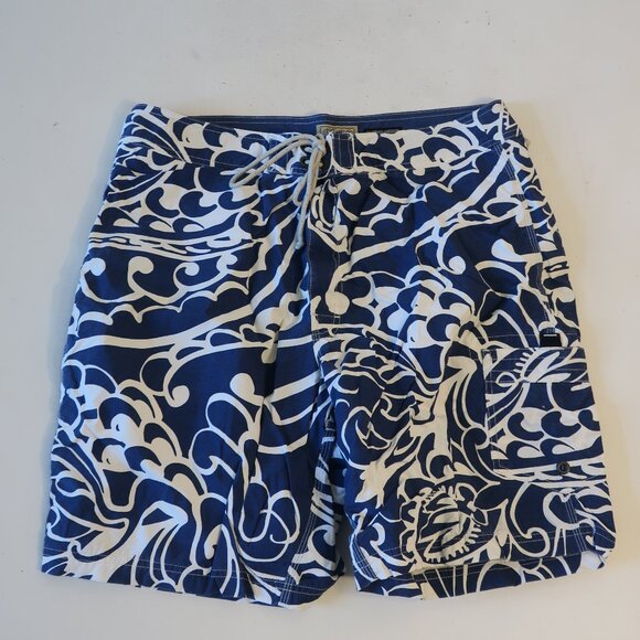 Men's Blue and White Swim Shorts - Picture 2 of 7